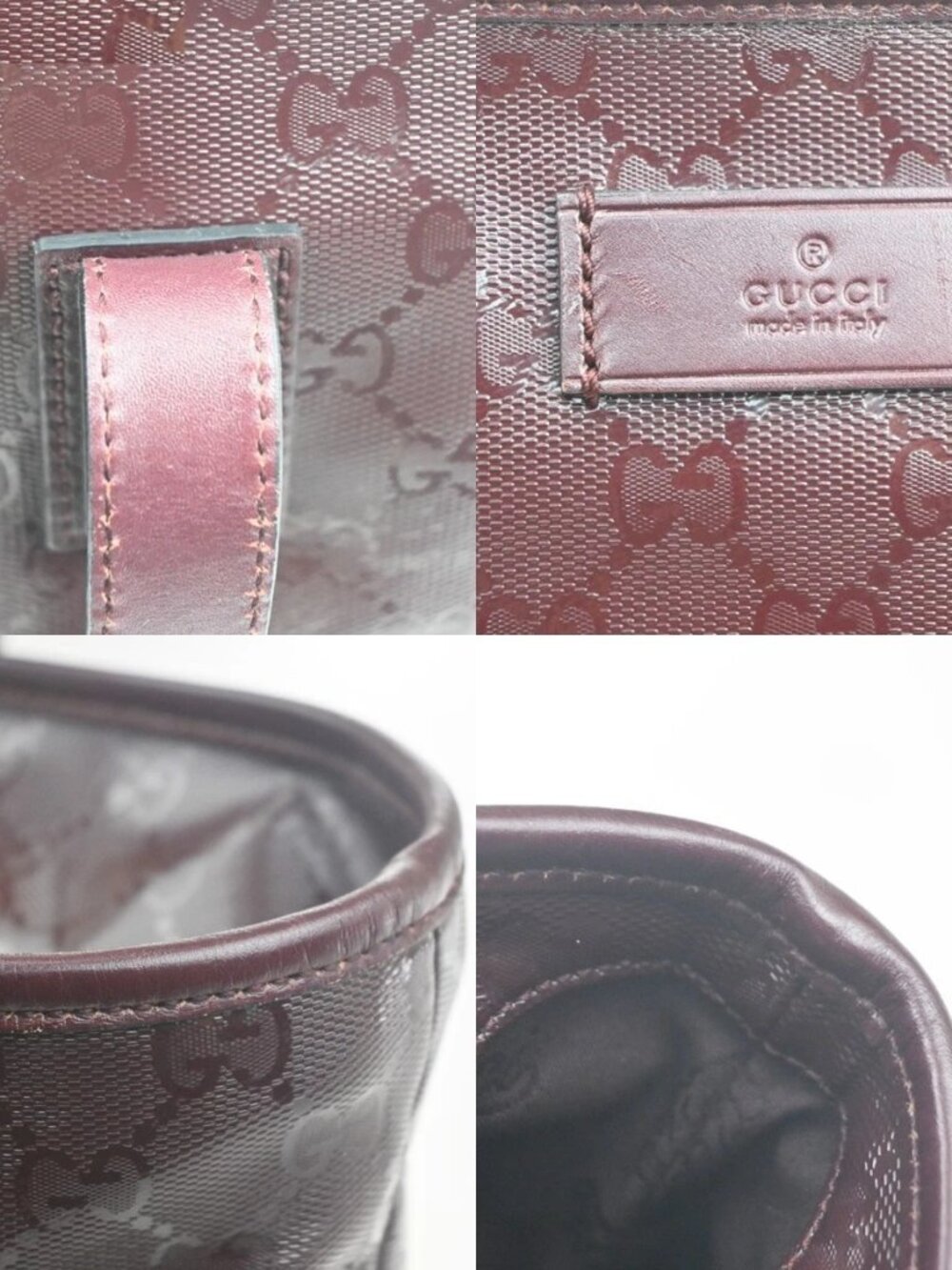 GUCCI Logo GG Pattern Imprime Shoulder Tote Bag PVC Leather Burgundy Red 31MA441 - Picture 11 of 16